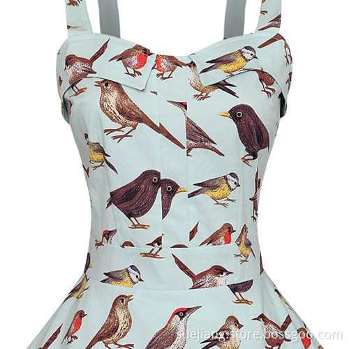Women Vintage Retro Animal Print Pattern Dress